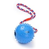 PetPäl Ball mit Seil Naturkautschuk - Wurfball Hundespiel-Ball mit Schnur - Hundeball Ø 7cm - Bälle Spielzeug am Seil für Hunde - Kauspielzeug aus Naturgummi - Hunde-Spielzeug