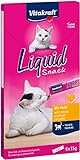 Vitakraft Liquid Snack, flüssiger Katzensnack, mit Huhn, Katzenleckerlies, mit Taurin, unterstützt die Augenfunktion, unterstützt die Herzfunktion, kalorienarm (1 Paket mit 6x 85g)