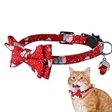 Weihnachtliches Katzenhalsband – Katzenhalsband, niedliches Katzenzubehör, Breakaway-Kätzchen-Halsband mit Glöckchen, verstellbare Schneeflocken-Schleife, Weihnachtshalsbänder für Katze, Kätzchen,