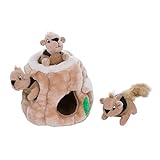 Outward Hound Hide-A-Squirrel Puzzle - Plüsch-Hundespielzeug mit Eichhörnchen, S, braun, 31001
