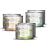 MjAMjAM - Premium Nassfutter für Hunde - Mixpaket I - Huhn & Ente, Rind, Pute, 6er Pack (6 x 200 g), naturbelassen mit extra viel Fleisch