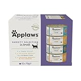 Applaws Premium Natural Nassfutter für Katzen, Fisch und Huhn in Brühe 70g Dose (12x70g Packung)