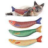 OSDUE Katzenminzen Spielzeug, 3 Stück Fisch Katzenminze Spielzeug, Simulation Fisch, Katzenminze Zähne Reinigung Dental Katzenspielzeug, Plüsch Fischspielzeug für Katze und Kitten