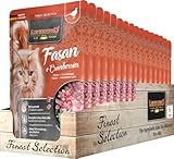 Leonardo Frischebeutel [16x85g Fasan + Cranberry] | Getreidefreies Nassfutter für Katzen | Feuchtfutter Alleinfutter im Einzelportionsbeutel