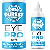Pets Purest Augentropfen für Hunde, Katzen und Haustiere 250ml - 100% natürliche Lösung zur Augenreinigung und Behandlung von juckenden, gereizten und tränenden Augen - schnelle Ergebnisse in 3 Tagen