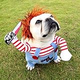 YXCUIDP Hundeschreckliches Kostüm, Haustierkostüm, Halloween, Cosplay für Hunde, lustige Hundeparty-Kleidung, Hut, Weihnachtskostüm, Hundekleidung (S)
