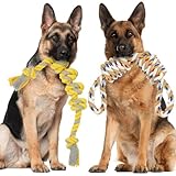 ETACCU hundespielzeug Unzerstörbar Große Hunde Seil, 55cm+57cm Hundespielzeug Seil mit Knoten aus Baumwolle, Kauspielzeug Hund Seil e Zerrspielzeug Hundespielzeug Seil für Große und Mittlere Hunde