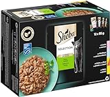 Sheba Selection in Sauce Katzennassfutter – Feine Vielfalt (MSC) – Hochwertiges Feuchtfutter in 48 Portionsbeuteln für Katzen – Katzenfutter – 4er Pack (4 x 12 Portionsbeutel à 85g)