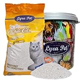 Lyra Pet® | 15 Liter White Cat Katzenstreu + 30 L Tonne | Mit Babypuder Duft | Feines Klumpstreu | 350% Saugkraft | Naturprodukt aus Bentonit | Saubere Wohnung | Neutralisiert Gerüche | Staubarm
