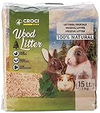 Croci Wood Litter - Pflanzliche Streu für Nagetiere auf Basis von Tannenspänen, 15 lt - 1 kg Format, natürlich und kompostierbar ohne chemische Produkte, super saugfähig, geruchshemmend