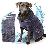 CLUFFY Premium Hundebademantel [Extrem saugfähig] Hundebekleidung & Zubehör aus softem Material. Version mit verbessertem Klettverschluss - Bademantel Hund perfekt für den Sommer (XL)