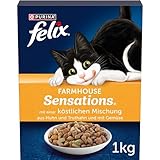 FELIX Farmhouse Sensations Katzenfutter trocken, mit Huhn und Truthahn, 1er Pack (1 x 1kg)