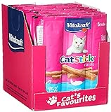 Vitakraft Cat Stick Classic, Katzensnack, fleischige Mini-Sticks, mit Lachs, in Vorratsgröße, ohne Zusatz von Zucker und Getreide (10x 36g)