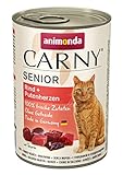 animonda Carny Katzenfutter Senior, Nassfutter für Katzen ab 7 Jahren, Rind + Putenherzen, 6 x 400 g