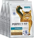 PERFECT FIT Sterile Adult Trockenfutter für erwachsene, sterilisierte Katzen ab 1 Jahr - Huhn, 2,8 kg (3 Beutel)