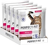 PERFECT FIT Adult Trockenfutter für erwachsene Katzen ab 1 Jahr - Lachs, 1,4 kg (5 Beutel)
