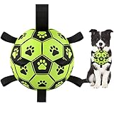 LOTUSWILD Hundespielzeug, 15cm Dauerhaft Hundespielzeug Ball mit Griff, Hundeball für Große Kleine und Mittelgroße Hunde - Grün