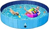 Wimypet Swimmingpool Planschbecken, Hundeplanschbecken Hundebad, 160 * 30CM Klappbares Haustier-Duschbecken mit Umweltfreundlichem PVC rutschfest
