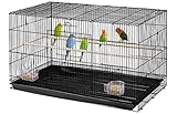 Yaheetech Vogelkäfig Stapelbarer Flugkäfig breiter käfige mit extra viel Platz für Papageien Sittiche 76 x 45,5 x 45,5 cm, Schwarz