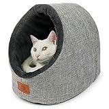 Katzenhöhle Oskar | waschbare Premium Kuschelhöhle für Katzen & Hunde in edlem grau | inklusive extra gemütlichem Wendekissen
