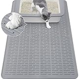 Coomazy Katzenklo Matte 70x50CM Silikon Katzenstreu Matte Wasserdichte Katzenklo Unterleger BPA-Frei Katzentoilettenmatte Grau