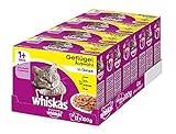 Whiskas 1 + Katzenfutter – Geflügel-Auswahl in Gelee – Hochwertiges Feuchtfutter für ausgewachsene Katzen – 48 Portionsbeutel à 100g