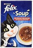 PURINA FELIX Suppe Katze Köstliche Auswahl mit Rindfleisch, mit Huhn, mit Lamm - 48 Beutel à 48 g je 48 g (8 Packungen à 6 x 48 g)