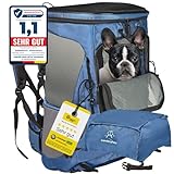 Wanderpfote Trekking Hunderucksack bis 10kg zum Wandern - Größe M, Farbe Blau - Premium Rucksack mit Höhenverstellbarem Tragesystem und Stauraum für Gepäck