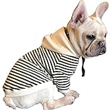 RayMinsino Hunde-Kapuzenpullover für Hunde, gestreift, Baumwolle, zweibeinig, Baumwolljacke, Sweatshirt, Mantel für Welpen, mittelgroße Hunde, Katzen, Schwarz und Weiß