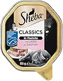 Sheba Katzennassfutter Classics in Pastete mit Lachs, 22 Schalen, 11x85g (2er Pack) – Hochwertiges Katzenfutter nass, als Pastete mit feinen Stückchen