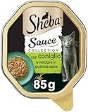 Sheba Sauce Collection in Sauce, Katzenfutter mit Kaninchen und Gemüse in zarter Sauce, 85 g – 22 Schalen