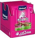 Vitakraft Cat Stick Healthy, Katzensnack, fleischige Mini-Sticks, mit Huhn und Katzengras, zur Unterstützung der Verdauung, in Vorratsgröße, ohne Zusatz von Zucker (20x 3 Stück)