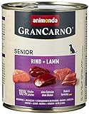 animonda GranCarno Senior Rind + Lamm (6 x 800 g), Hunde Nassfutter für ältere Hunde ab 7 Jahren, Nassfutter für Hunde mit 100 % frischen Zutaten, Senior Hundefutter ohne Getreide