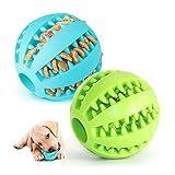 AnCoSoo 2 Hundespielzeug Ball,Naturgummi mit Minzgeschmack Hund Feeder Ball,Trainingszahn Intelligenzspielzeug für Hunde Ball mit Zahnreinigung Spielzeug