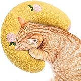 Jognee Kissen für Katzen | Weiches Flauschiges Haustier beruhigendes Spielzeug | Katzenminze Kissen, Katzenminze Plüschtier | U-förmiges Kissen zum Schlafen, Ausruhen, Spielen (Gelb)