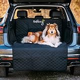 Rudelkönig Kofferraumschutz Hund mit Ladekantenschutz - Wasserabweisend & Kratzfest - Gesteppte Auto Hundedecke mit Tasche - Universale Kofferraum Schutzmatte für Hunde