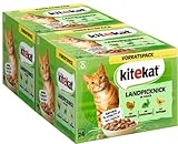 KITEKAT Portionsbeutel Multipack Vorratspack Landpicknick in Sauce 2X 24x85g, Katzenfutter, Nassfutter