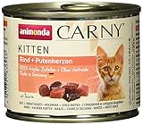 animonda Carny Kitten Katzenfutter, Nassfutter Katzen bis 1 Jahr, Rind + Putenherzen, 6 x 200 g