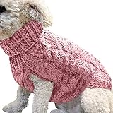 Petyoung Hundepullover Weste Warmer Mantel Haustier weiche Strickwolle Winter Pullover gestrickt Häkeln Mantel Kleidung für kleine mittlere Hunde (M, Dunkelrosa)