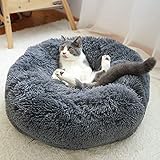 Decdeal Haustierbett für Katzen und Hunde Rundes Plüsch Hundebett Katzenbett in Doughnut-Form Farbe und Größe Optional