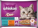 Whiskas Duo Mare e Monti, 1+ Jahre, Nassfutter für Katzen, 13 Packungen mit je 4 Beuteln zu je 85 g (52 Beutel insgesamt)