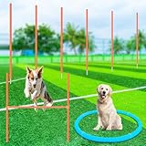 Glimin Agility-Trainingsgerät für Hunde, Agility-Set, Trainingsset, Hinderniskurs, Hinterhof, inklusive gewebten Stangen, verstellbare Hürdenpause, Outdoor-Spiele für Hunde, Haustiere, drinnen und