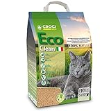 Croci Eco Clean Litter 10 L – klumpende Katzenstreu, biologisch abbaubar, spült in der Toilette, 100 % pflanzlich, langlebiger geruchshemmender Sand