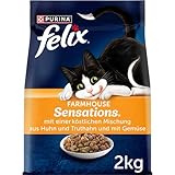 FELIX Farmhouse Sensations Katzenfutter trocken, mit Huhn und Truthahn, 6er Pack (6 x 2kg)