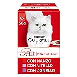 Purina Gourmet Mon Petit Feuchtigkeit Katze mit Rind, Kalbsleder und Lamm, 48 Beutel à 50 g