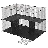 EUGAD Freigehege mit Bodenplatten, Meerschweinchen Gehege, Kaninchenkäfig, Hamster Auslauf, Katzengehege, Kleintiergehege, Katzenkäfig, Drahtabstand 1,5 cm, Schwarz BHT 105x70x70cm