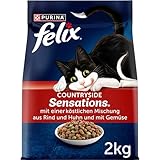 FELIX Countryside Sensations Katzenfutter trocken, mit Rind und Huhn, 6er Pack (6 x 2kg)