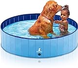 Wimypet Hundepool Schwimmbad für Hunde, Hundeplanschbecken Hundebad, Faltbar Haustier-Duschbecken mit Umweltfreundlichem Hybrid PVC rutschfest（80 × 20 cm）