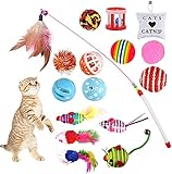 GOLDGE 16 Stück Katzenspielzeug Katze Toys Variety Spielzeug Set Federspielzeug Bälle Verschiedene Spielzeug für Katze Kitty