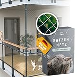 Samtpfote® Katzennetz für Balkon & Fenster - 4 x 3 m - Balkonnetz transparent und reißfest - Robustes, langlebiges Katzenschutznetz inkl. Montagematerial